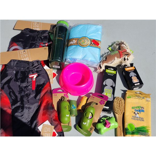Dog Lovers Lot - Live long Bark Dog Jackets (2 Sizes)+ Poop Bags+ Toys +
