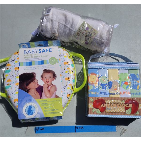 Baby Lot - Training Seat, Bibs, Blanket