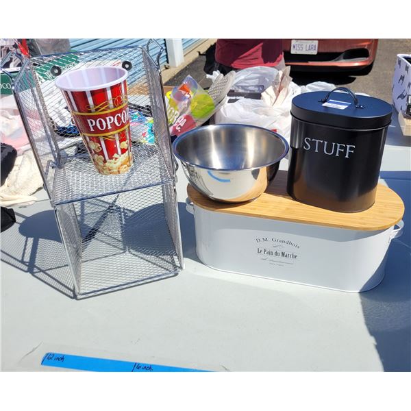 Kitchen Lot - Metal Containers, Popcorn Cup, Metal Bowl