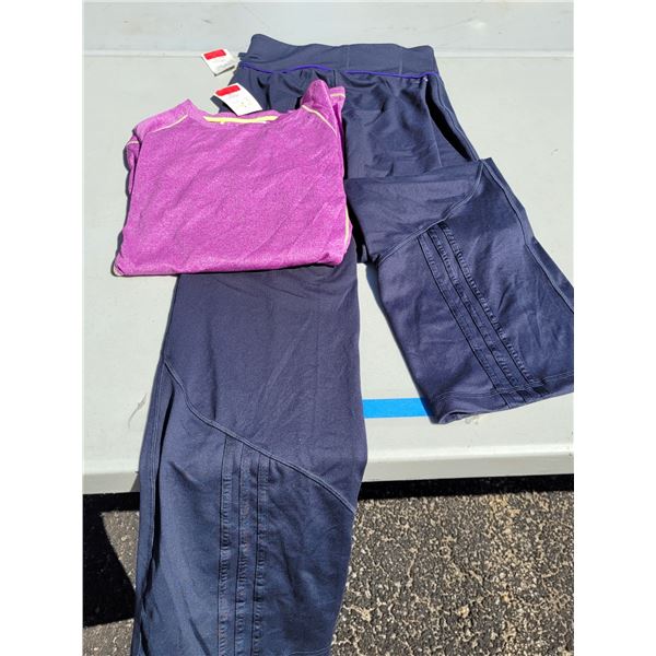 Sports Top & Bottom ot - Reebok Magenta Top Sz Medium, Adidas Blue Bottoms Sz Extra Small