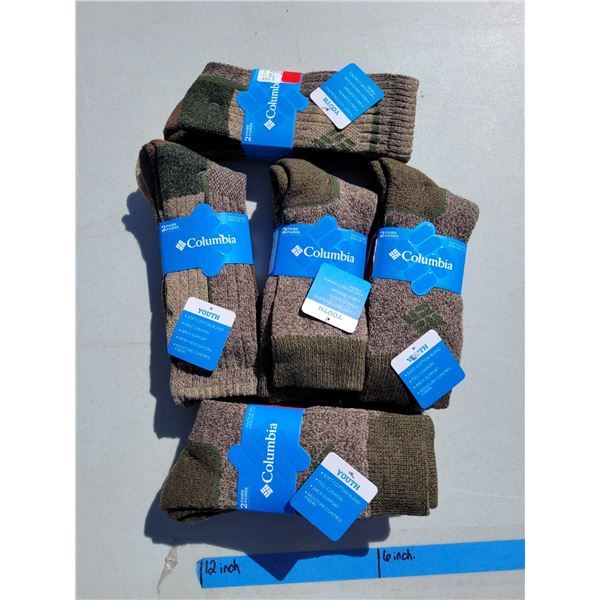 Lot of 5 2 pack Columbia Youth Socks - Sz 2-10