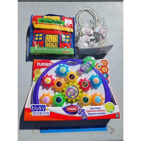 Baby Toddler Lot - Playskool Baby Gears, Farm Toy, Baby Sandals