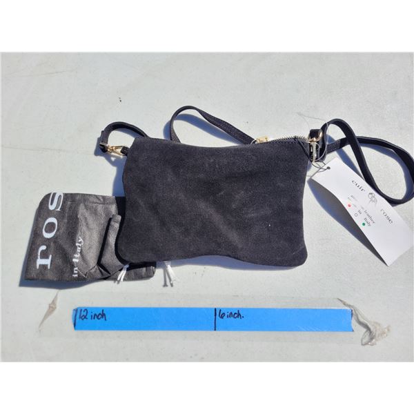 Cuir Rose Black Leather Purse & Dust Cover