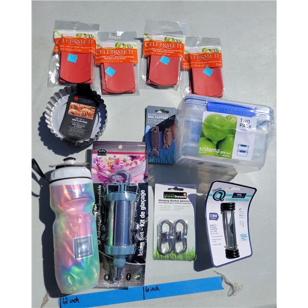 Misc Lot - Water Bottle, Metal Tart Tins, Iciing Set ++