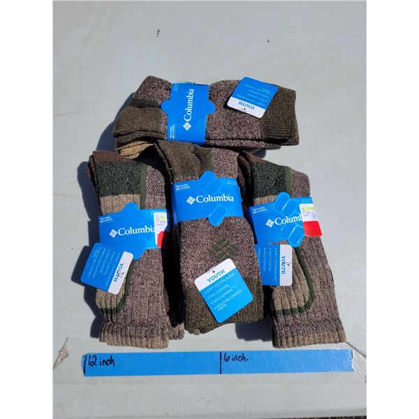 Lot of 4 Youth Columbia Wool 2 Pack Socks - Sz 2-10