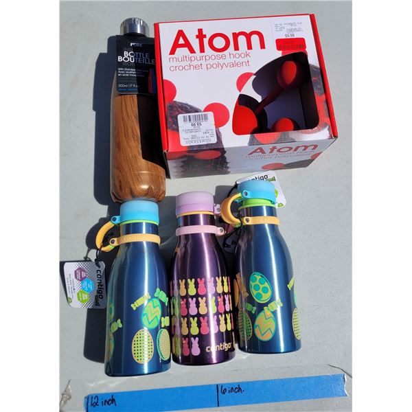 Misc Lot - 4x Water Bottle, Atom Multi Purpose Hook