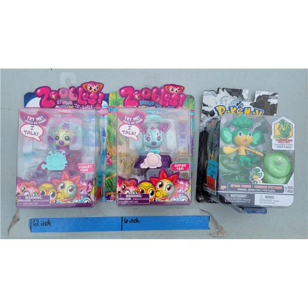 Lot of 3 Toys - 2x Zoobles, Pokemon Attack Figure