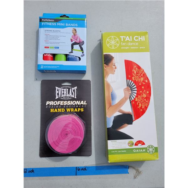 Sports Lot - T'ai Chi Fan Dance, Boxing Wraps, Fitness Mini Bands