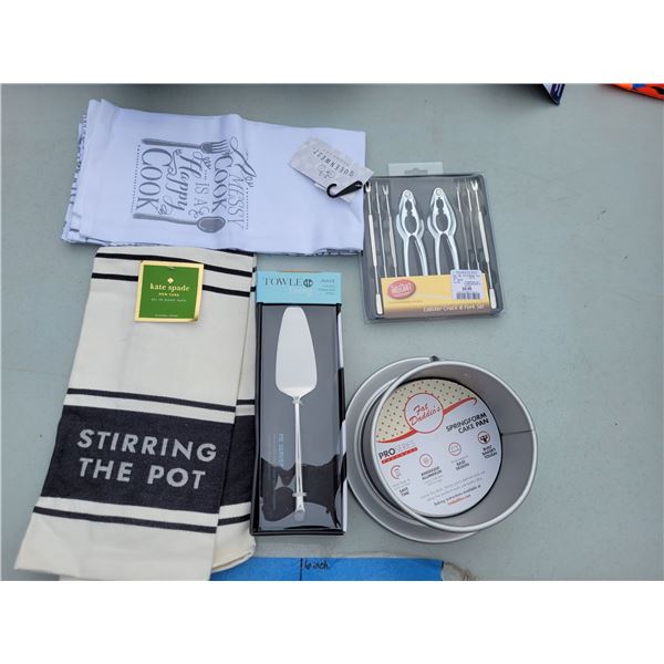 Kate Spade & Queen West Kitchen Towel, Lobster Crack Fork Set, Pie Server, Springform Pan