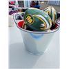 Image 1 : Metal Bucket with Small Edmonton Eskimos CFL Balls