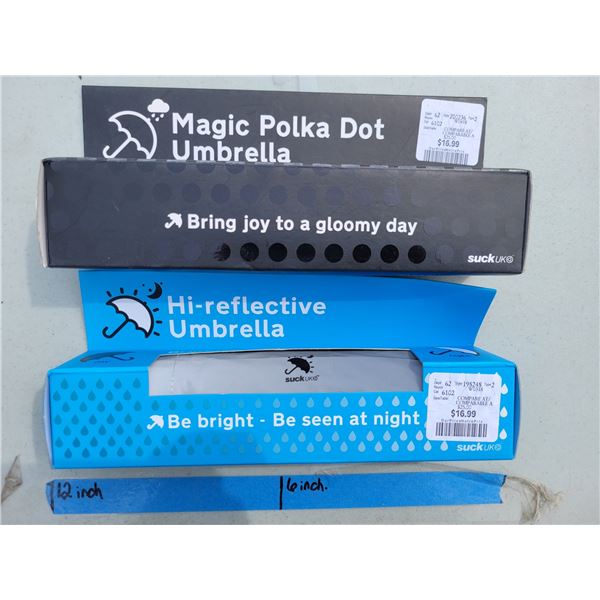 Lot of 2 Suckuke Umbrellas, Magic Polka Dot & Hi-Reflective