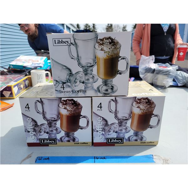 Lot of 3 Boxes of 4 Libby's Irish Coffee Mugs