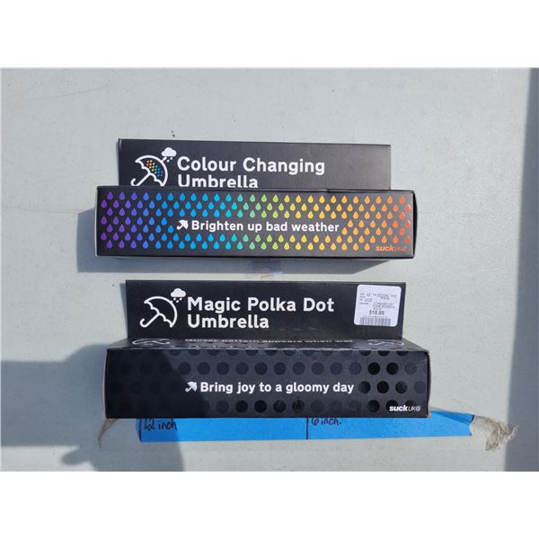 Lot of 2 Suckuke Umbrellas, Magic Polka Dot & Hi-Reflective