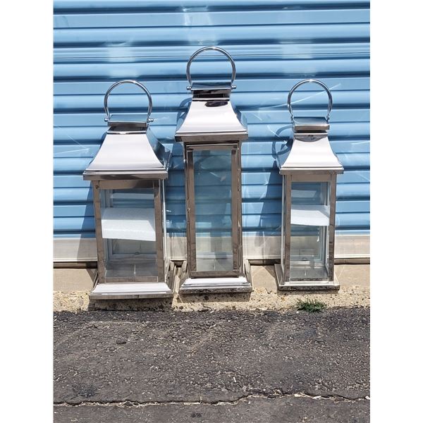 Lot of  3 Extra Large Silver Candle Holders