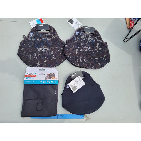 Lunch Lot - 3xBuilt Neoprene Zippered Lunch Bag, Pack It Freezable Mini Cooler