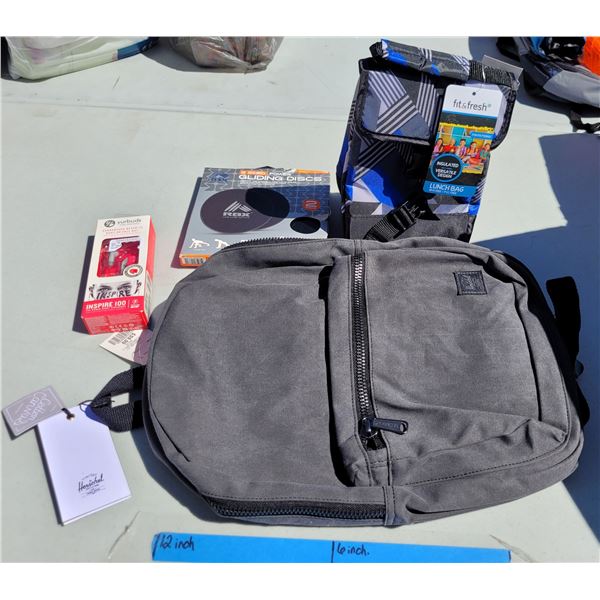 Sport Lot - Herschel Back Pack, Glide Disks, Lunch Bag, Ear Buds