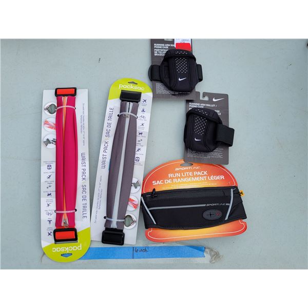 Workout Accessory Lot - 2x Packsac Waist Packs, Sportline Run Lite Pack +