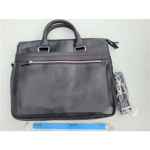 Roel Black Leather Laptop Bag