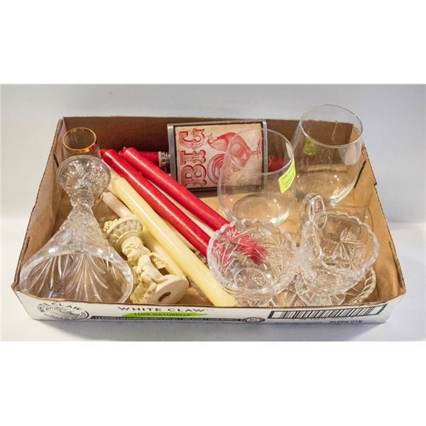 WINE GLASSES, LIQUEUR GLASSES, CRYSTAL CANDLE