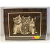 Image 1 : FRAMED CAT PICTURE, 12"X16", ARTIST (CHAPLAN,