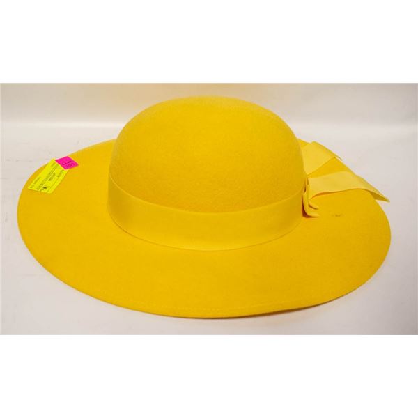 VINTAGE WOMENS YELLOW WIDE BRIM