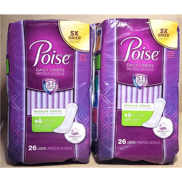 2)  LOT OF 4 SEALED PACKAGES OF POISE DAILY