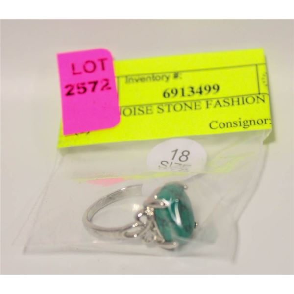 FAUX TURQUOISE STONE FASHION RING SZ 18