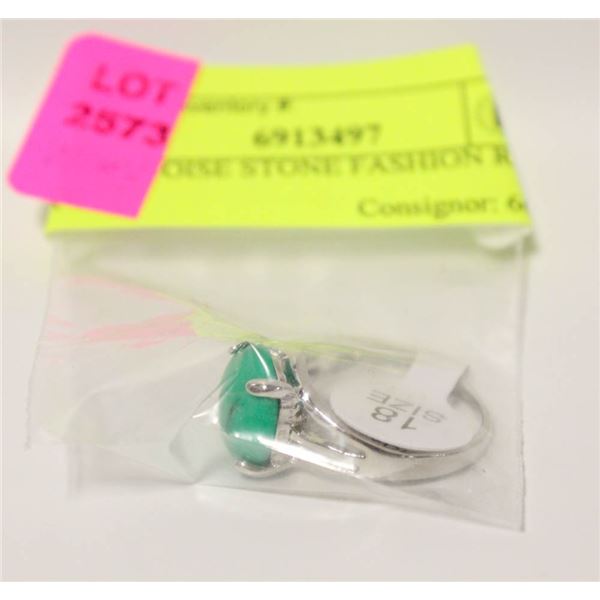 FAUX TURQUOISE STONE FASHION RING SZ 18