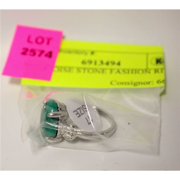 FAUX TURQUOISE STONE FASHION RING SZ 17