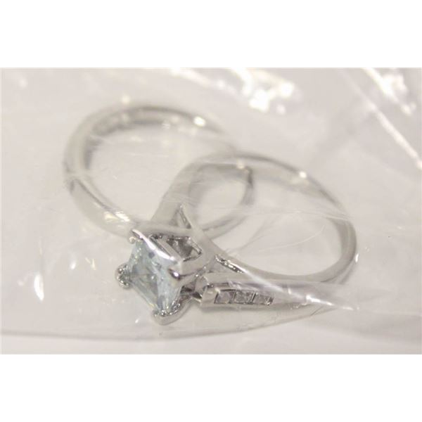 2PCS SET COUPLE PRINCESS SQUARE DIAMOND STYLE