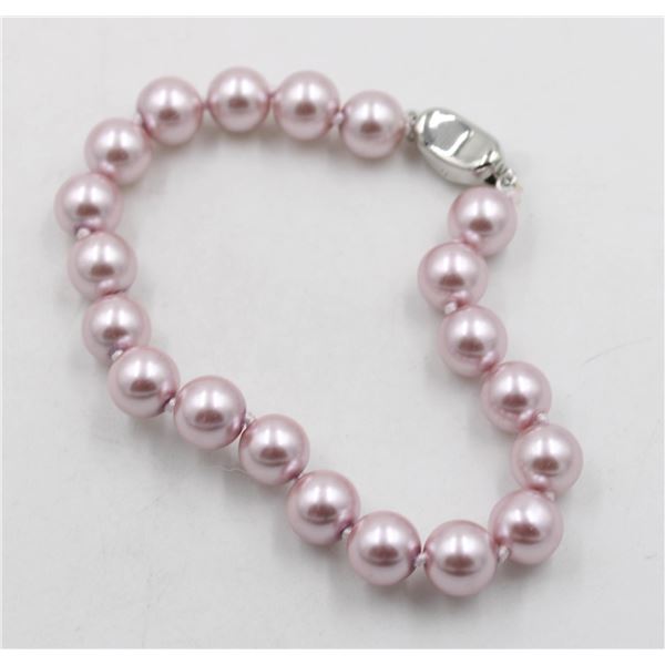 #126-SEA SHELL PEARL BRACELET 8MM/7.5"