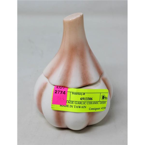 VINTAGE GARLIC CERAMIC DISH MADE IN TAWAIN