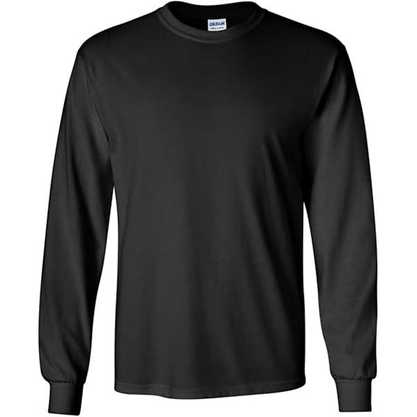 NEW 2 GILDAN ULTRA COTTON 2XL BLACK LONG SLEEVE SH