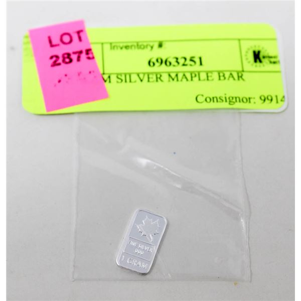 1 GRAM SILVER MAPLE BAR