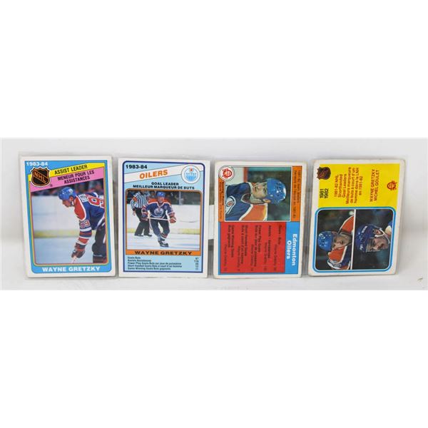 LOT OF 4 OILERS' WAYNE GRETZKY 1980S HOCKEY CARDS