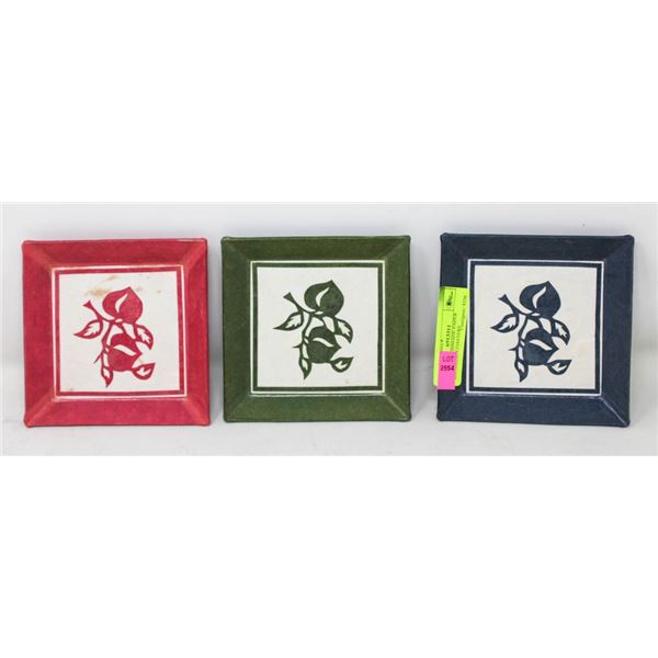 LOT OF HANDMADE PAPER MATERIAL COASTERS