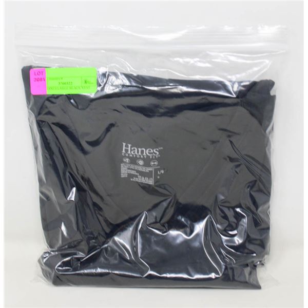 NEW HANES LARGE BLACK VEST