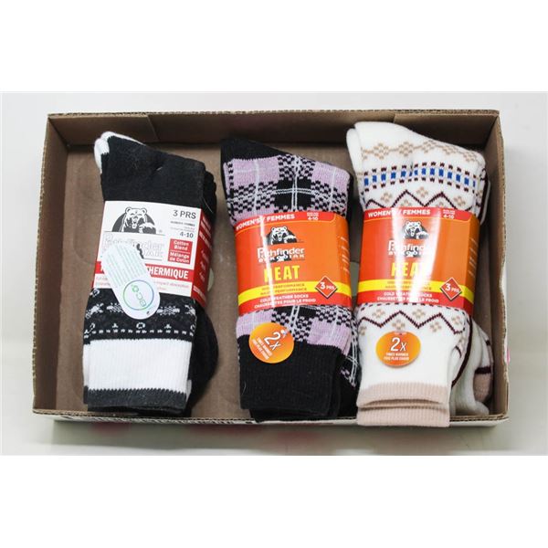 3 NEW PKGS 9 PAIR FUZZY THERMAL SOCKS