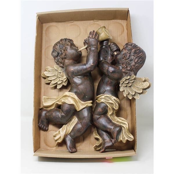 2 DECORATIVE ANGEL WALL ART 14" HANGINGS