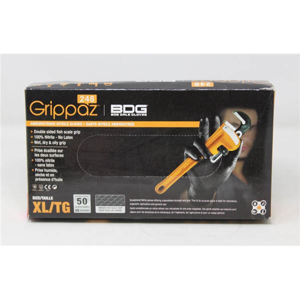 GRIPPAZ BDG DISPOSABLE GLOVES SIZE XL/G 50 PIECES