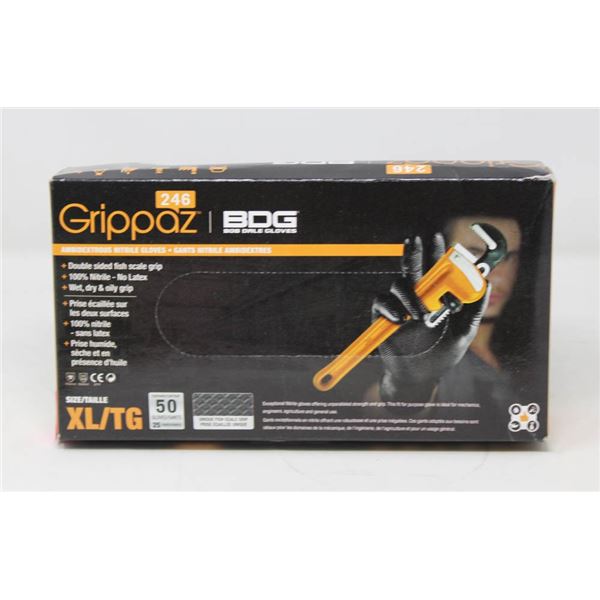 GRIPPAZ BDG DISPOSABLE GLOVES SIZE XL/G 50 PIECES