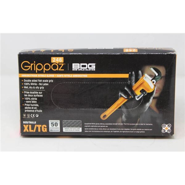 GRIPPAZ BDG DISPOSABLE GLOVES SIZE XL/G 50 PIECES