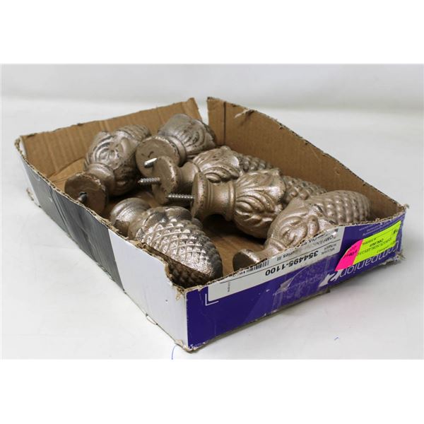 LOT OF 6 CAST IRON ACORNS SCREW IN KNOBS