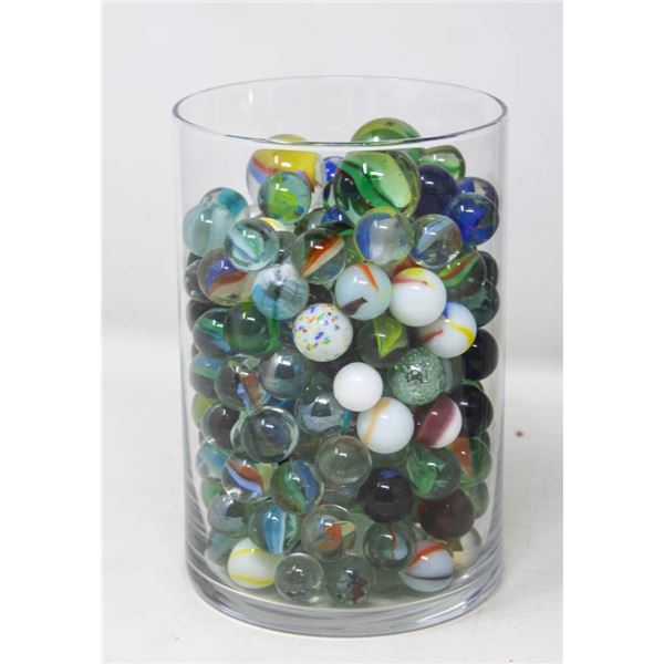 TALL VASE OF ESTATE MARBLES