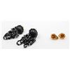 Image 1 : BLACK BEADED EAR RINGS , GOLD COLOURED ROSETTE