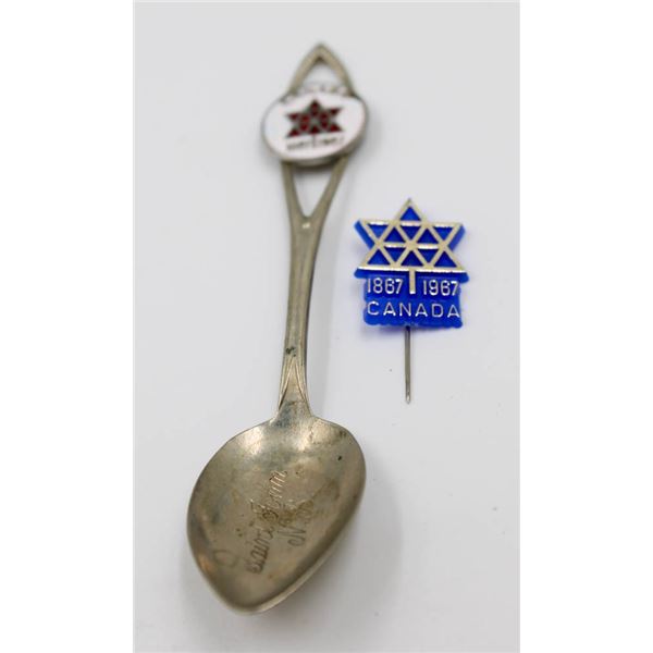 CANADA 1867-1967 NICKEL SILVER  SPOON & PIN