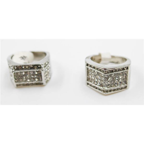 PAIR NEW DIAMOND LOOK RINGS SZ 7