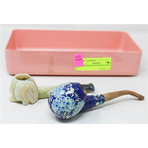 PAIR OF ORNATE TOBACCO SMOKING PIPES