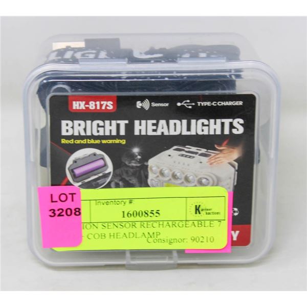 MOTION SENSOR RECHARGEABLE 7 LED+ COB HEADLAMP