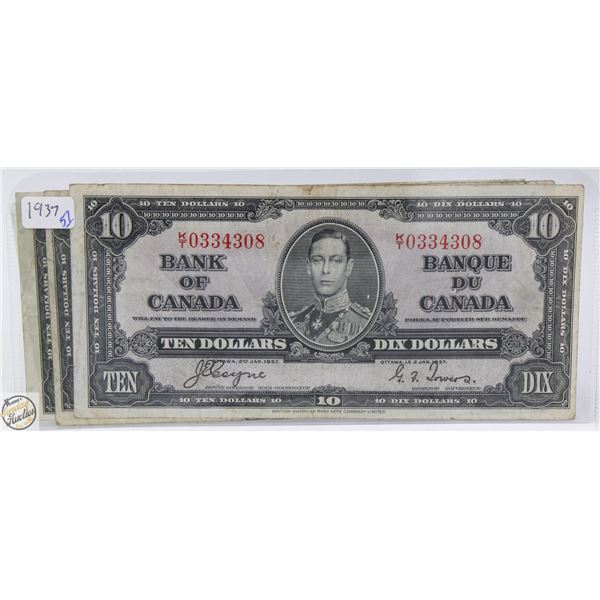 1937 CANADIAN 10.00 BILLS